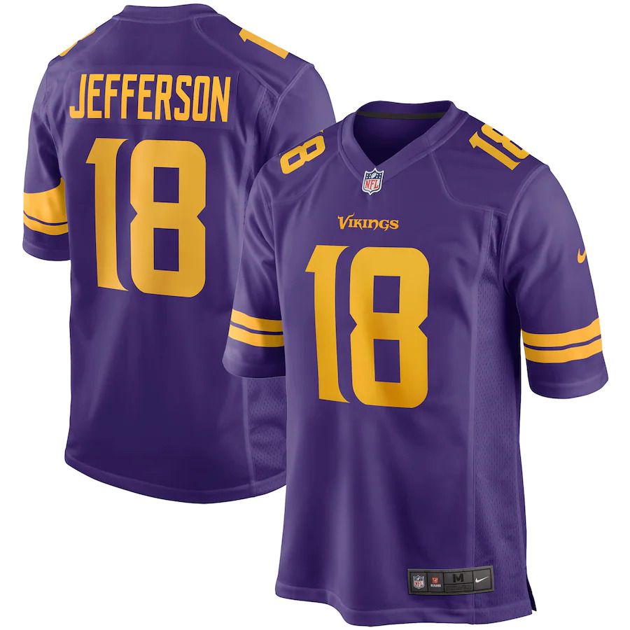Men Minnesota Vikings #18 Justin Jefferson Nike Purple Alternate Game NFL Jersey